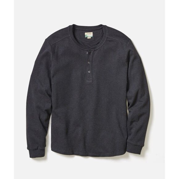 Marine Layer Men "Pacifica Stretch Henley" Dark Grey Cotton Blend Shirt sz Large - Picture 1 of 10